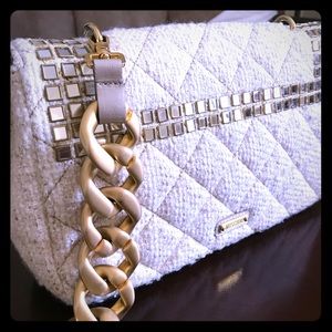 MOSCHINO GOLD THREAD TWEED ACCENTS BAG Ltd Ed EUC